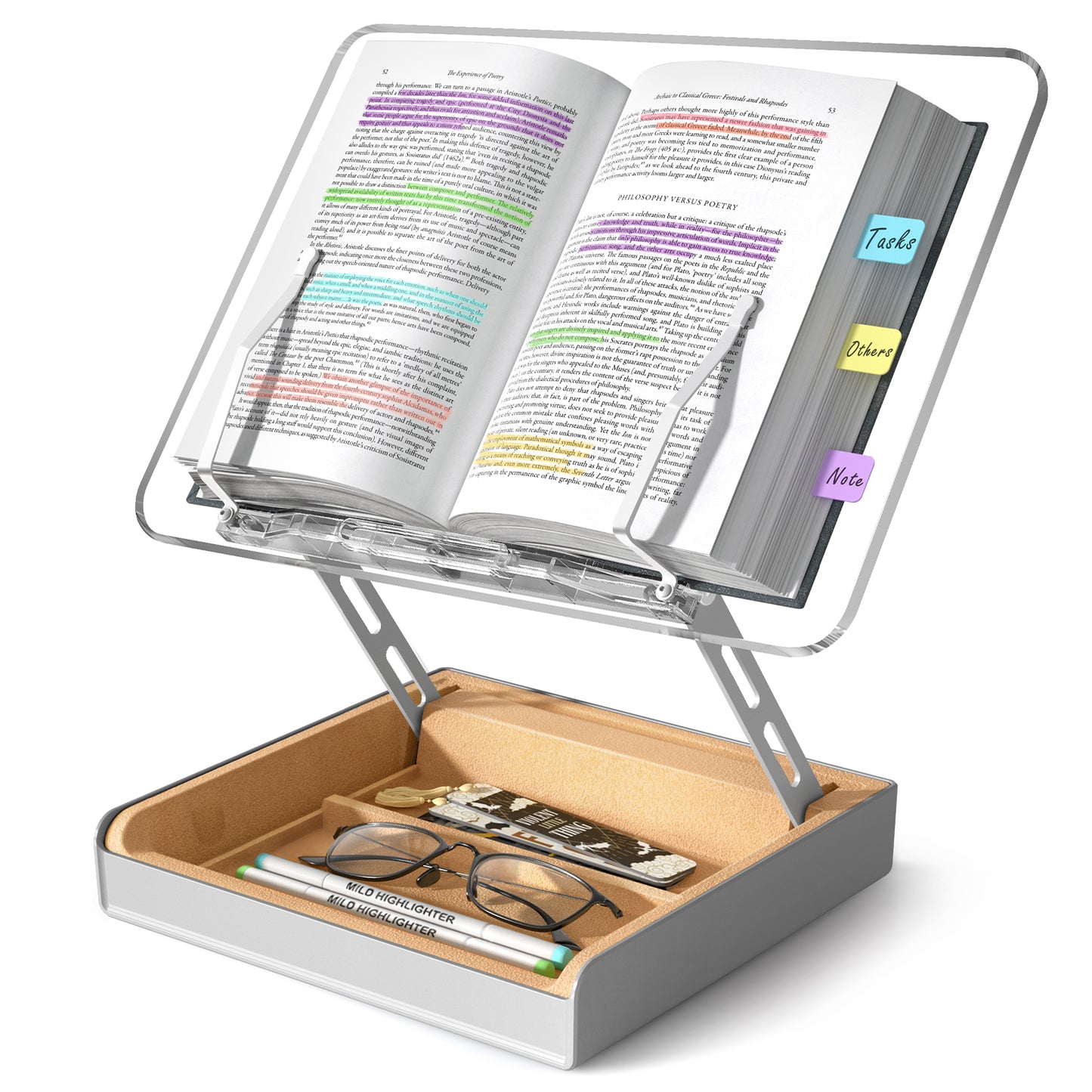 Acrylic Book Stand with Storage