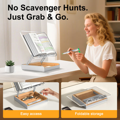 Acrylic Book Stand with Storage