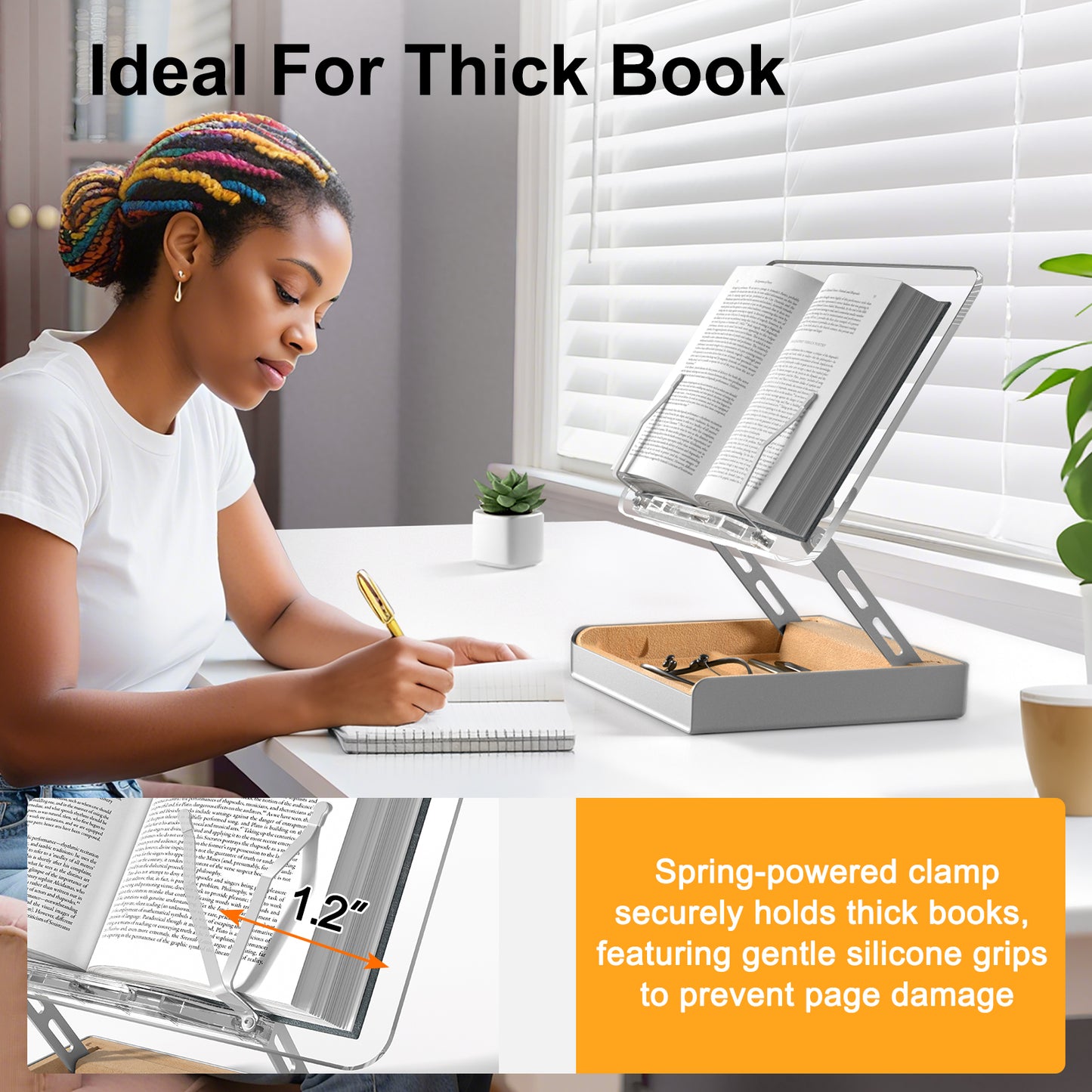 Acrylic Book Stand with Storage