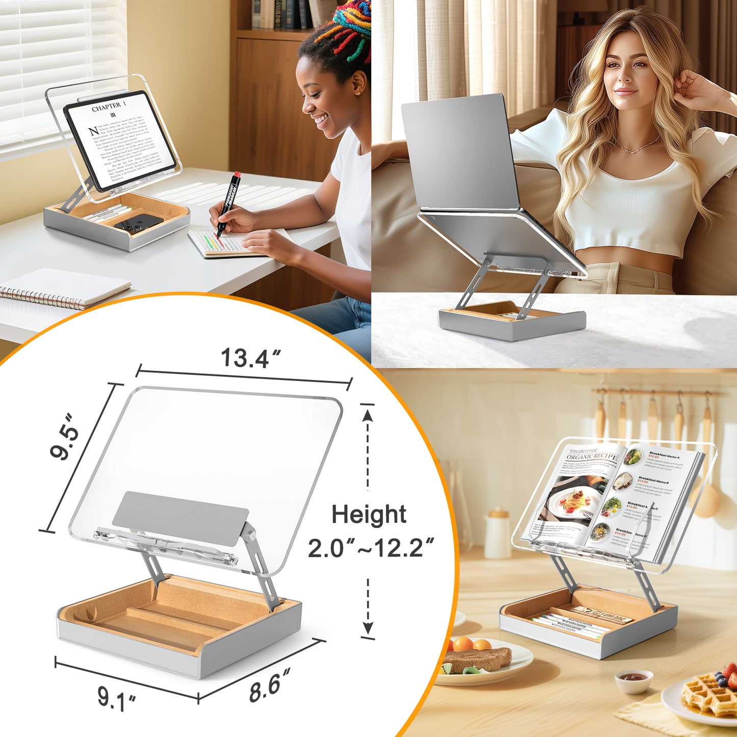 Acrylic Book Stand with Storage