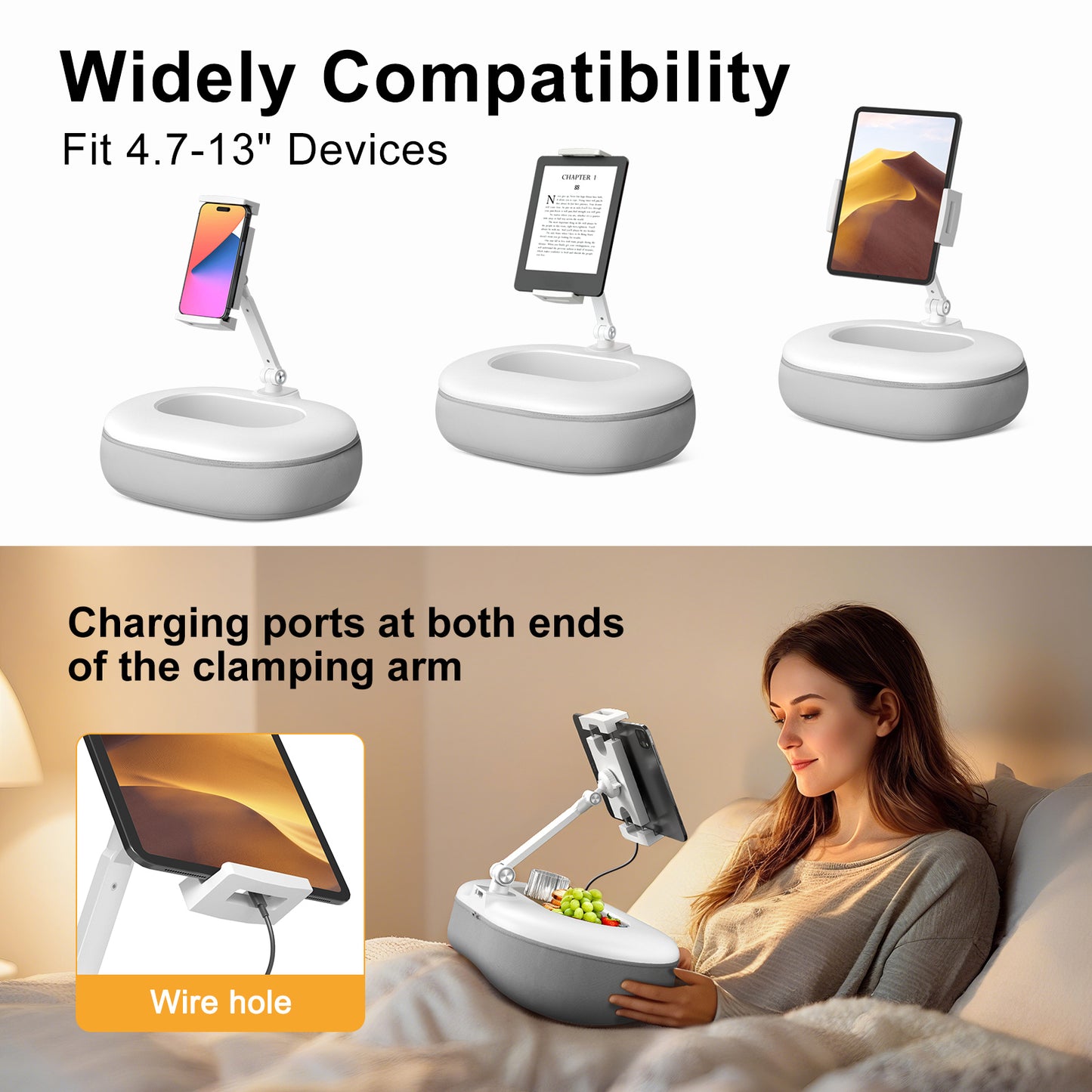 Tablet Pillow Stand (Light Gray)