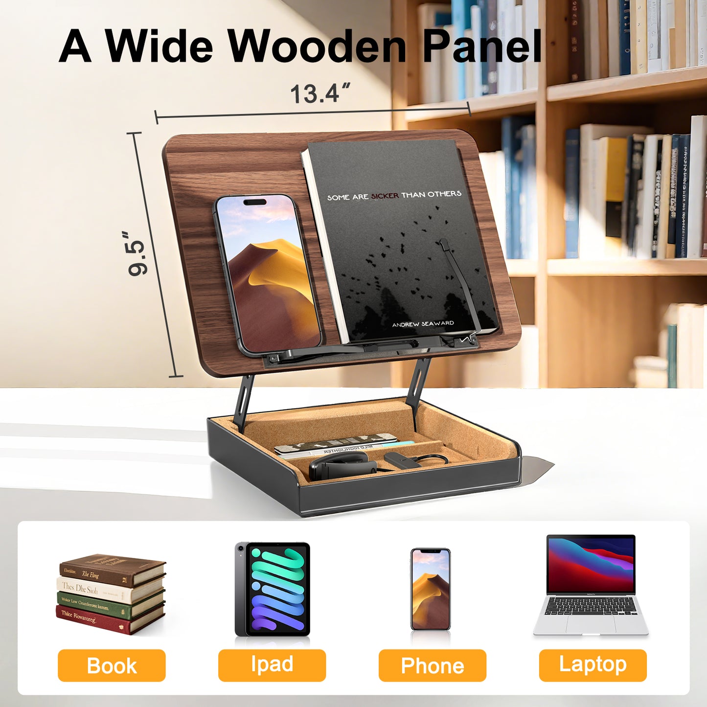 Book Stand with Storage
