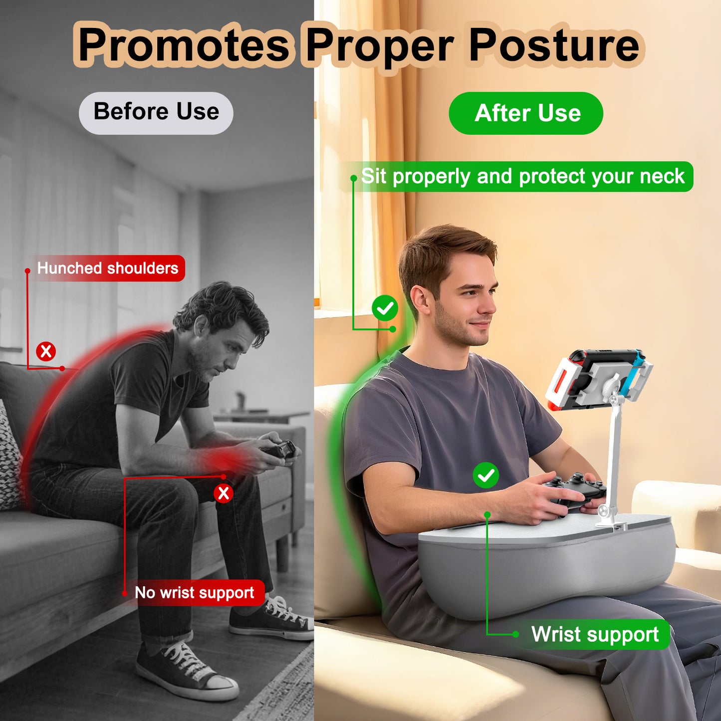 Reading Pillow, Gaming Pillow for Lap