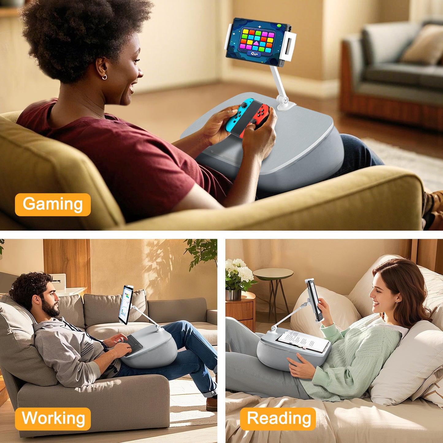 Reading Pillow, Gaming Pillow for Lap