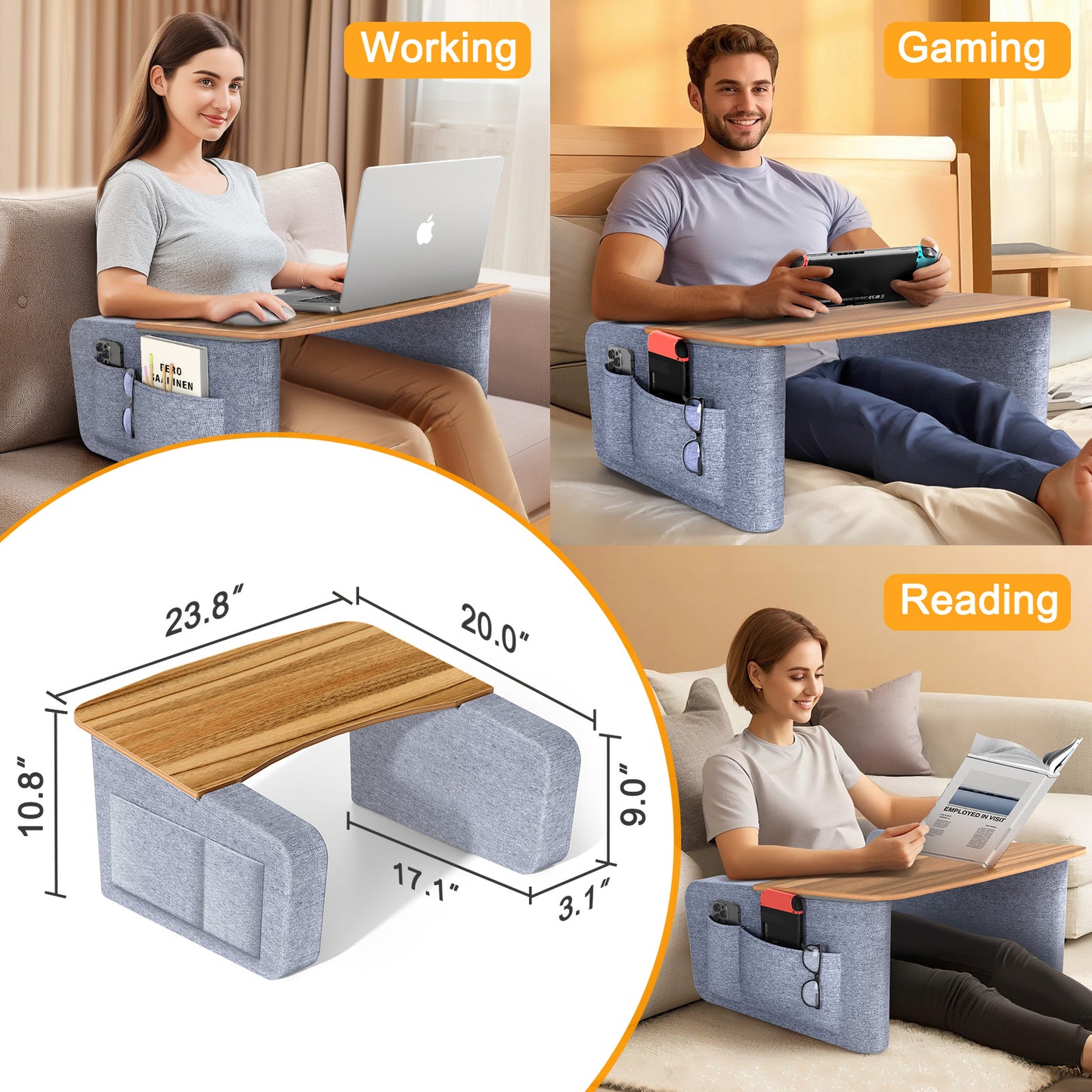 Lap Pillow Desk (Dark Wood)