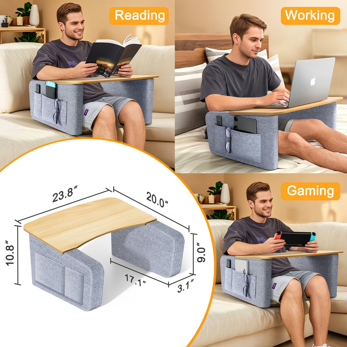 Lap Pillow Desk (Light Wood)